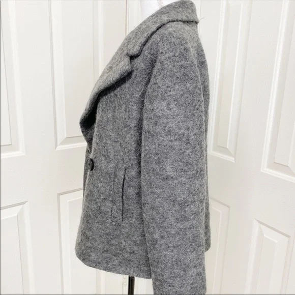 Pink Martini Gray Peacoat Wool Blend Jacket coat L - Picture 3 of 7